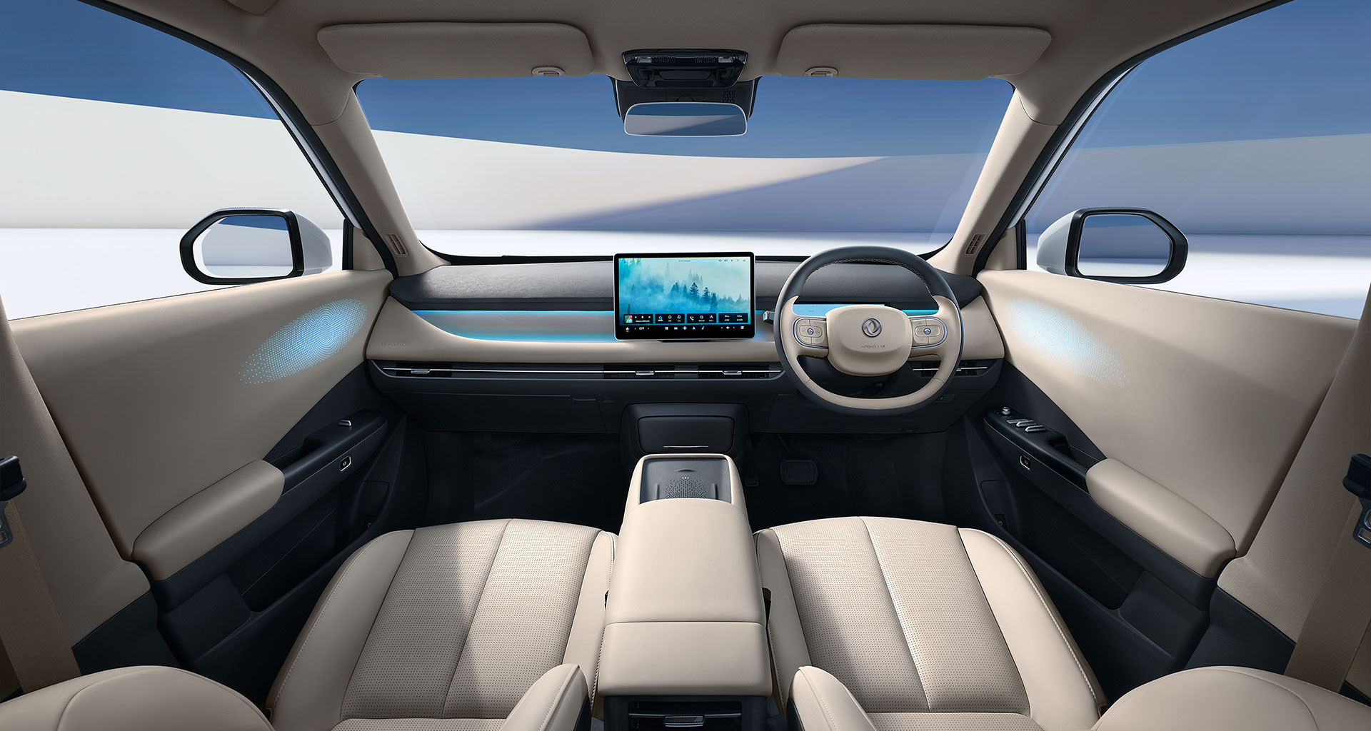 Dongfeng VIGO cabin with a central touchscreen and open centre console